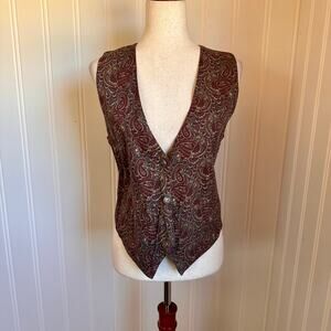 Vintage 90s Academia Paisley Vest L